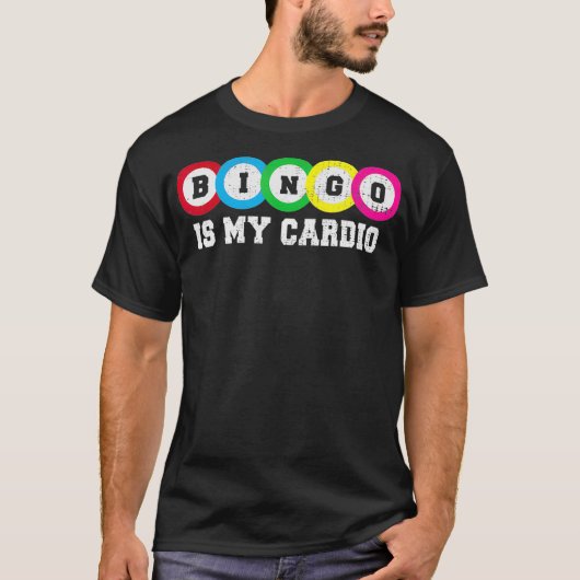 Lucky Bingo Game-spelers Citaat Cardio Exercy Jo T-shirt (Voorkant)
