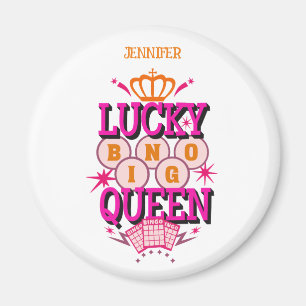 Lucky Bingo Queen/editable name Magneet