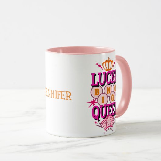 Lucky Bingo Queen/editable name Mok (Voorkant rechts)