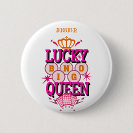 Lucky Bingo Queen/editable name Ronde Button 5,7 Cm