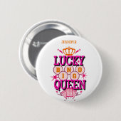 Lucky Bingo Queen/editable name Ronde Button 5,7 Cm (Voorkant /achterkant)