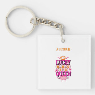 Lucky Bingo Queen/editable name Sleutelhanger