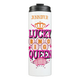 Lucky Bingo Queen/editable name Thermosbeker