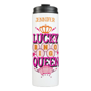Lucky Bingo Queen/editable name Thermosbeker