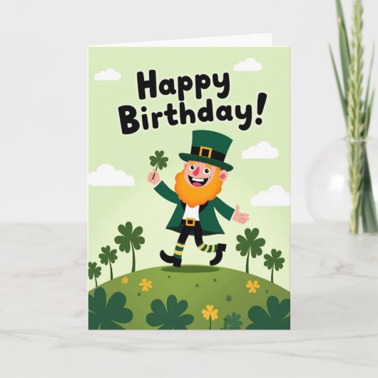 Lucky Birthday Leprechaun Card Kaart (Voorkant)