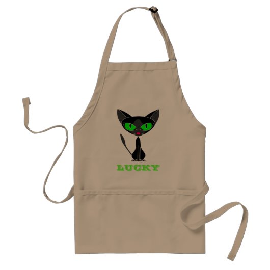 Lucky Black Cat Apron / Smock Standaard Schort (Voorkant)