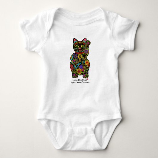 Lucky Black Cat Baby Bodysuit (Voorkant)