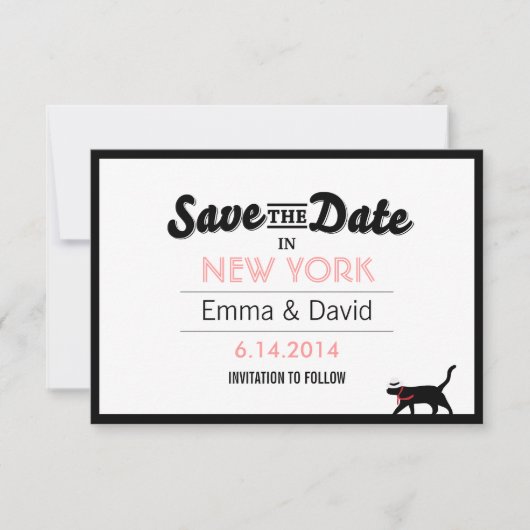 Lucky Black Cat Bold Border Save the Date Cards (Voorkant)