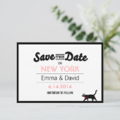 Lucky Black Cat Bold Border Save the Date Cards (Staand voorkant)