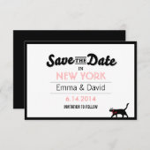 Lucky Black Cat Bold Border Save the Date Cards (Voorkant / Achterkant)