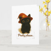 Lucky Black Cat Emi – Pretty Please Witch Hat Kaart (Gele Bloem)