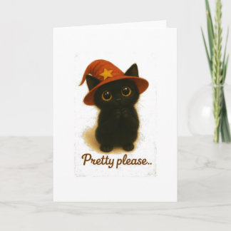 Lucky Black Cat Emi – Pretty Please Witch Hat Kaart