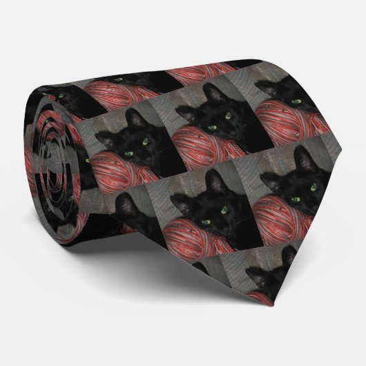 Lucky Black Cat Halloween Stropdas (Opgerold)