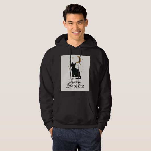 Lucky Black Cat Hoodie | Mystical Moon Design (Voorkant volledig)