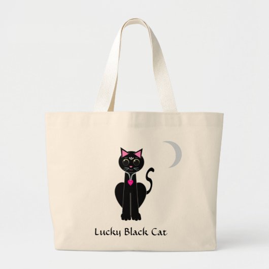 Lucky Black Cat Jumbo Canvas tas (Voorkant)