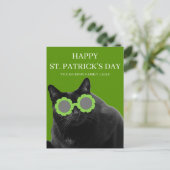 Lucky Black Cat Klaver St. Patrick's Dag Feestdagenkaart (Staand voorkant)