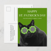 Lucky Black Cat Klaver St. Patrick's Dag Feestdagenkaart (Voorkant / Achterkant)
