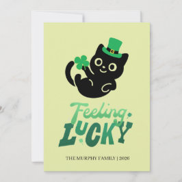 Lucky Black Cat Shamrock Foto St. Patrick's Day Feestdagenkaart