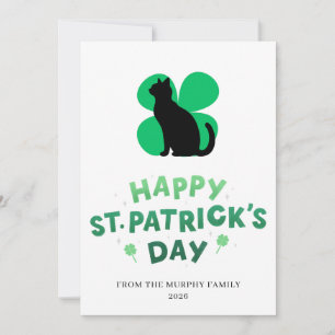 Lucky Black Cat Shamrock Foto St. Patrick's Day Feestdagenkaart