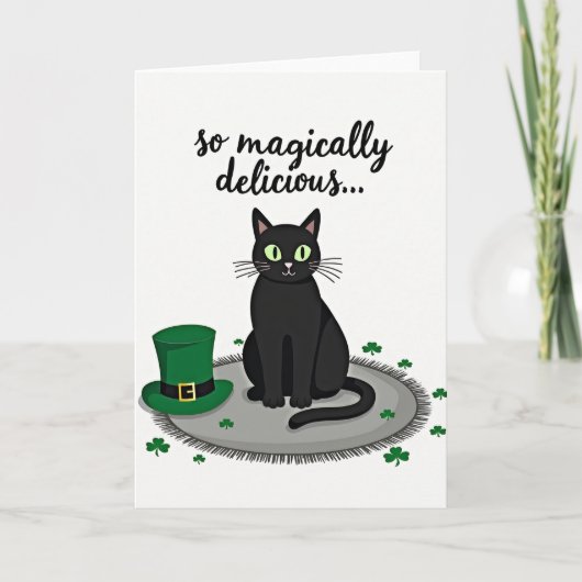 Lucky Black Cat St. Patrick's Day Kaart (Voorkant)