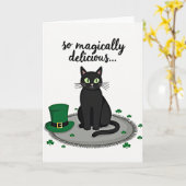 Lucky Black Cat St. Patrick's Day Kaart (Gele Bloem)