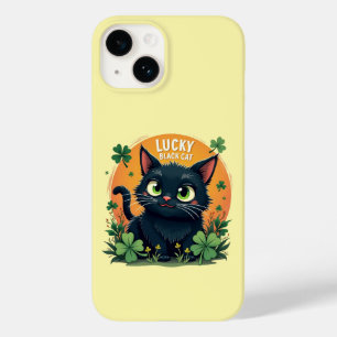 Lucky Black Cat: St. Patrick's Day Klaver & Coins Case-Mate iPhone 14 Hoesje