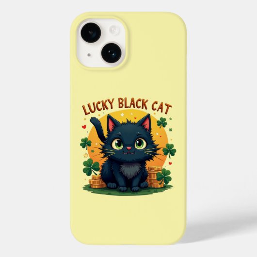 Lucky Black Cat: St. Patrick's Day Klaver & Coins Case-Mate iPhone Case (Achterkant)