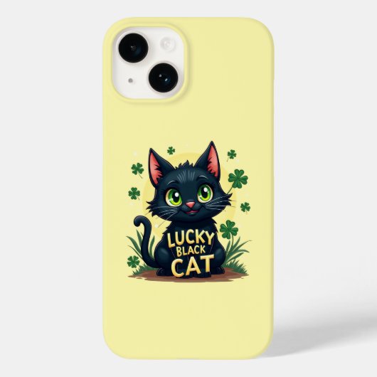 Lucky Black Cat: St. Patrick's Day Klaver & Coins Case-Mate iPhone Case (Achterkant)