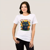 Lucky Black Cat: St. Patrick's Day Klaver & Coins Tri-Blend Shirt (Voorkant volledig)