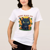 Lucky Black Cat: St. Patrick's Day Klaver & Coins Tri-Blend Shirt (Voorkant)