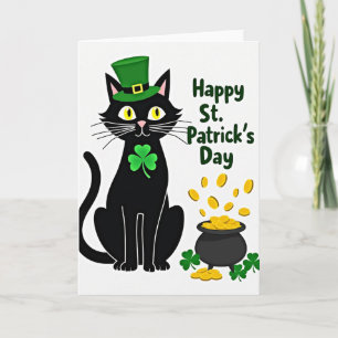 Lucky Black Cat St. Patrick's Kaart