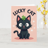 Lucky Black Cat Star Card Kaart (Gele Bloem)