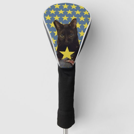 Lucky Black Cat w/Stars Golfheadcover (Voorkant)