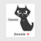 Lucky Black Cat zegt "Hey" in het Frans Sticker (Vel)