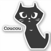 Lucky Black Cat zegt "Hey" in het Frans Sticker (Voorkant)