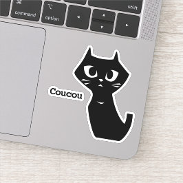 Lucky Black Cat zegt "Hey" in het Frans Sticker