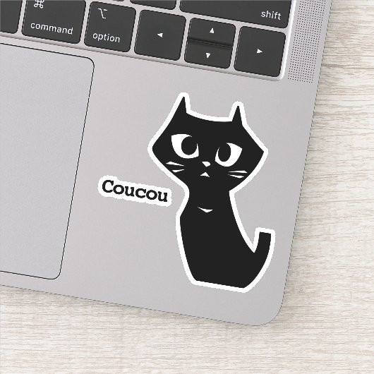 Lucky Black Cat zegt "Hey" in het Frans Sticker (Detail)