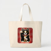 Lucky Black en White Cat Grote Tote Bag (Voorkant)
