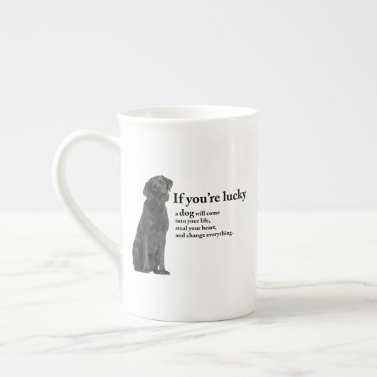 Lucky Black Lab Bone China Mok (Links)