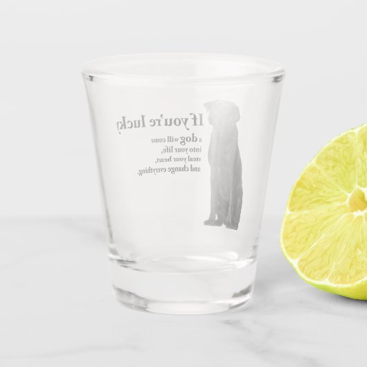 Lucky Black Lab Shot Glas (Achterkant)