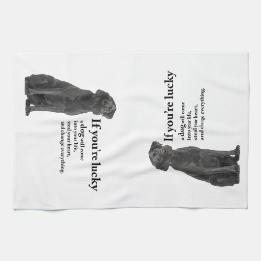 Lucky Black Lab Theedoek (Horizontaal)