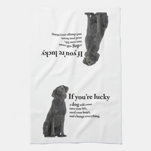 Lucky Black Lab Theedoek (Verticaal)