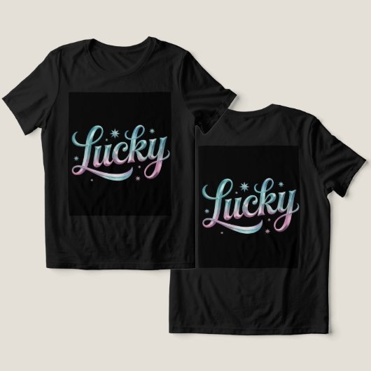Lucky Blauwgroen Pink Silver Stars Tri-Blend Shirt (Ontwerp Voorkant & Achterkant)