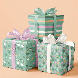 Lucky Bleke Green Whimsical St. Patrick's set van  Inpakpapier Vel