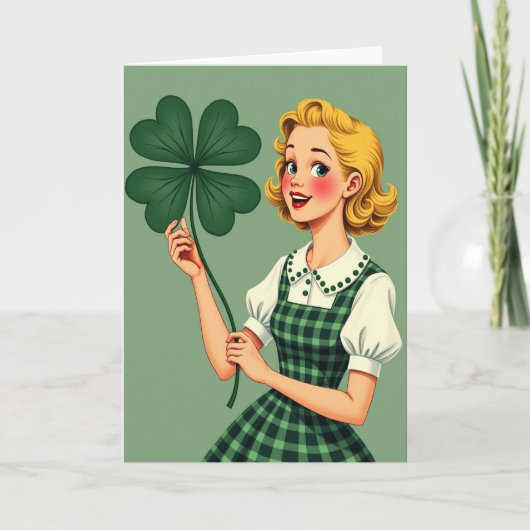 Lucky Blonde Retro Style Art Card Kaart (Voorkant)
