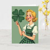 Lucky Blonde Retro Style Art Card Kaart (Gele Bloem)