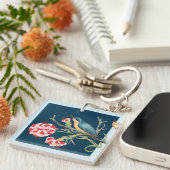 Lucky Blue Songbird & Flowers Sleutelhanger (Voorkant Rechts)