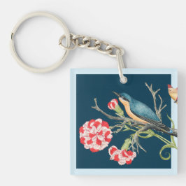 Lucky Blue Songbird & Flowers Sleutelhanger