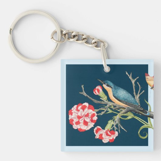 Lucky Blue Songbird & Flowers Sleutelhanger (voorkant)