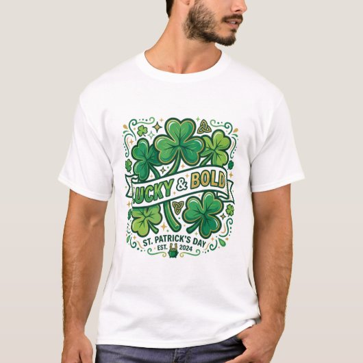 Lucky & Bold Shamrock St. Patrick's Day T-shirt (Voorkant)